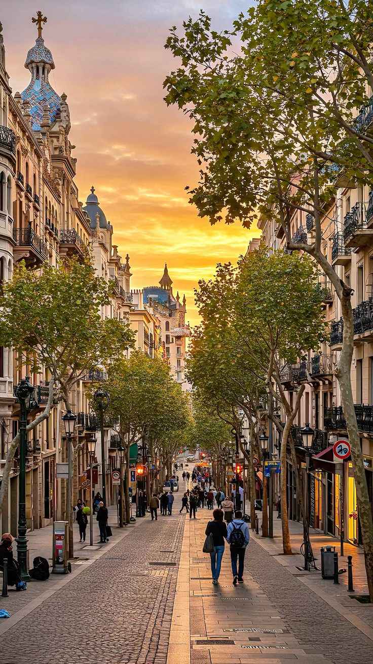 Elegant street scene in Spain